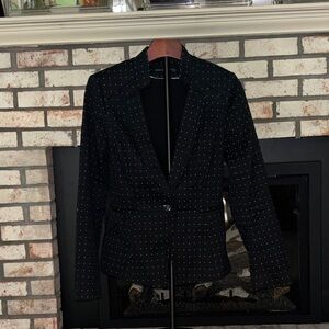 White House Black Market Tailored Black Blazer White Dots - Late 1940s era